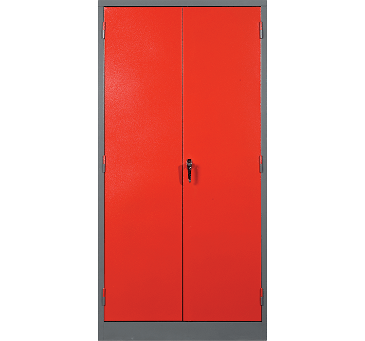Locker with red doors