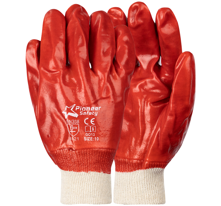 Red PVC Knit Wrist Glove