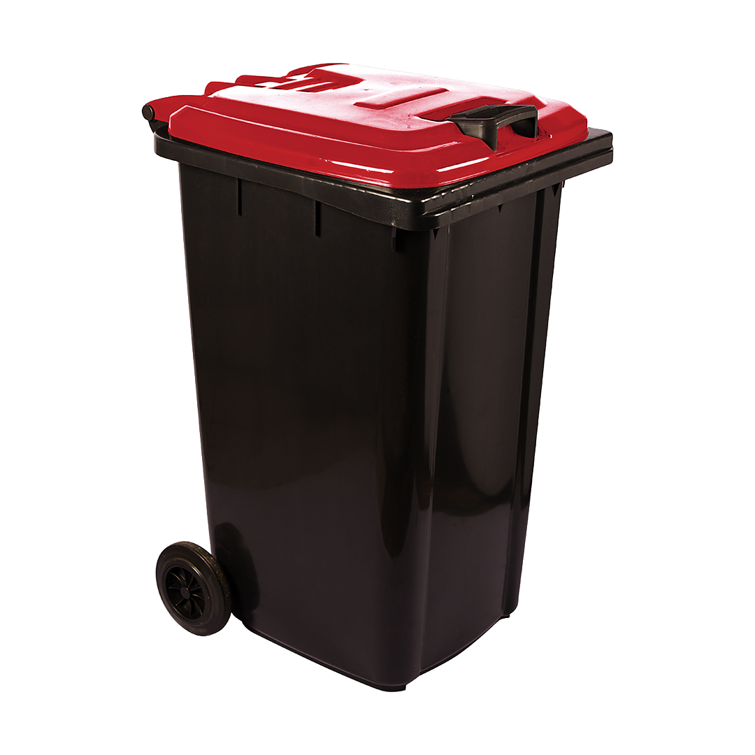 240L Wheelie Bin Recycled - Black With Colour Lid
